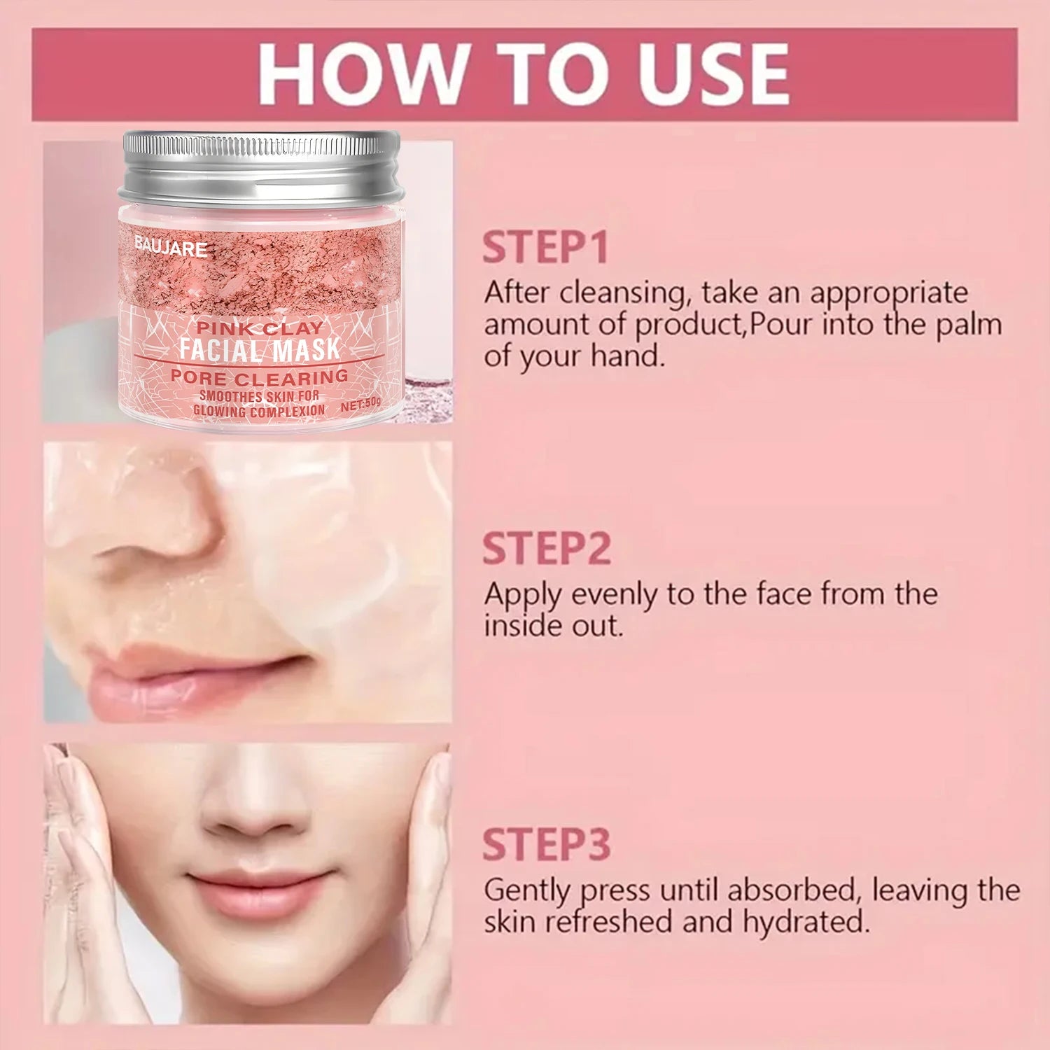 Masque Argile Rose — Pores & Éclat au Collagène
